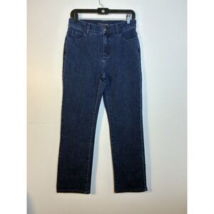 soft surroundings Straight Leg Mid Rise Jeans Women's‎ Sz 8 Dark Wash Stretch